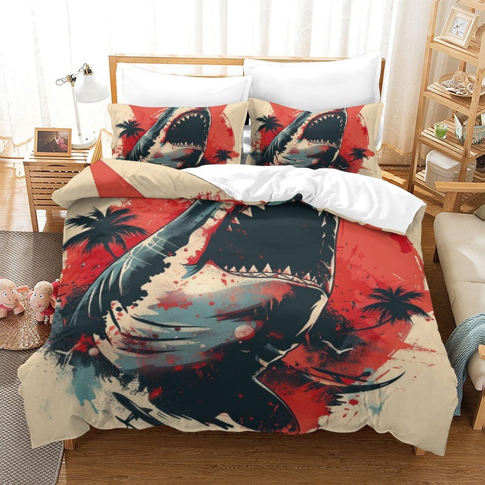 Housse de couette requin 220x240 pour une chambre d'ado ou d'adulte passionné d'océan