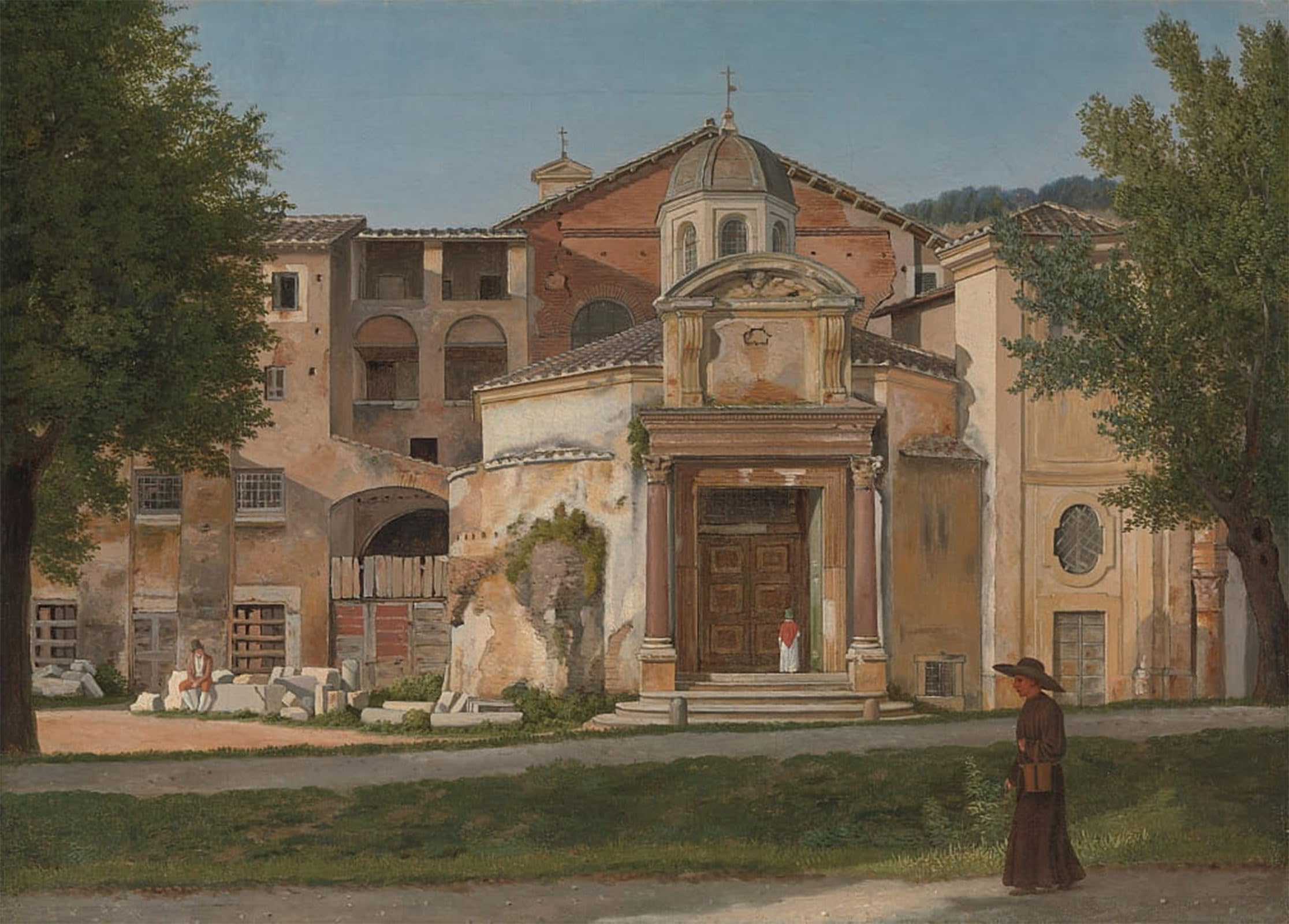 ARTXLXXBN Famous Prints Artwork Pictures Poster Painting Art a Section of the Via Sacrathe Church of Saints Cosmas and Damian by Cw Eckersberg Artwork Landscape Pictures for Home Decor 60x90cm