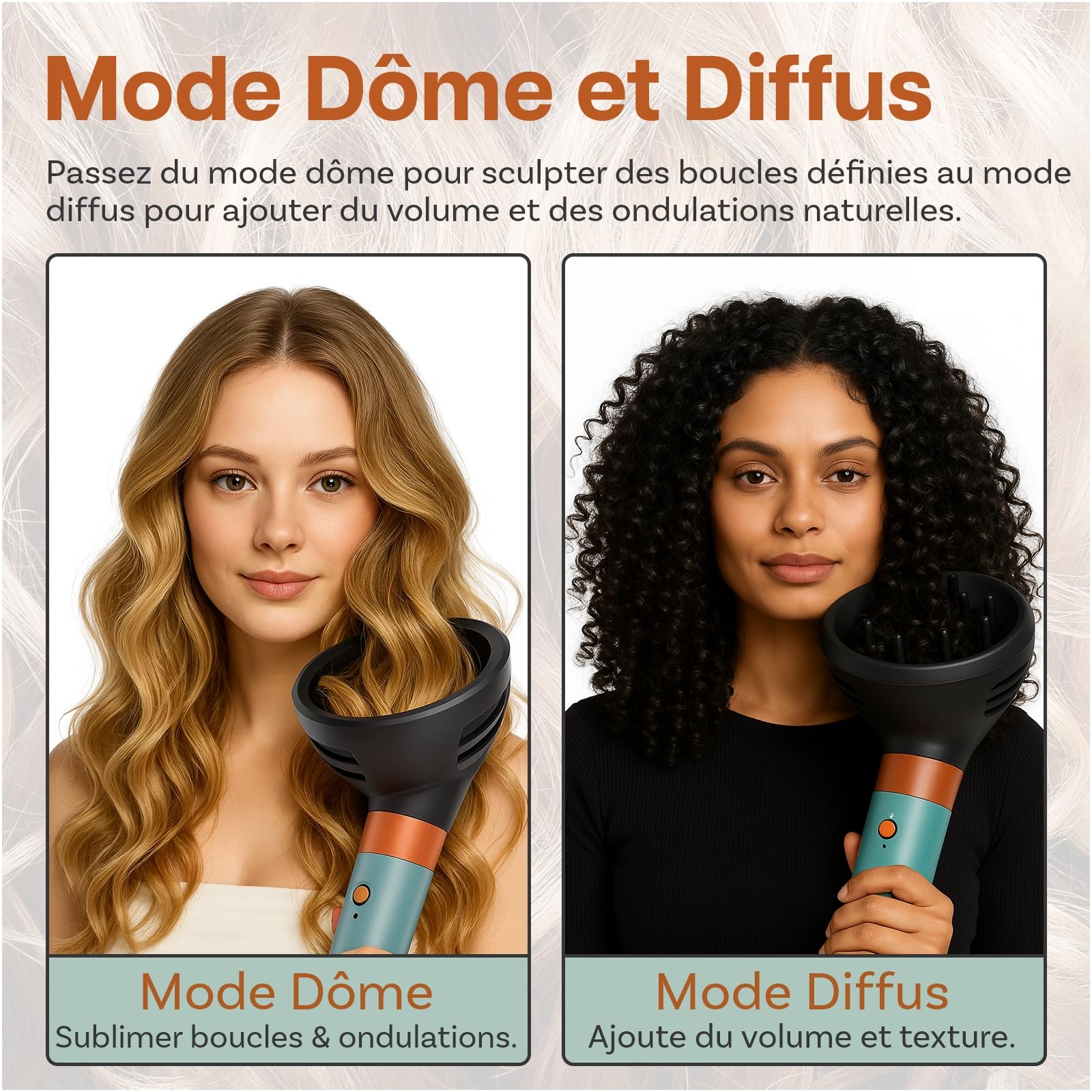 Diffuseur Wave Curl pour Dyson Airwrap par MMOBIEL – Embout Compatible HS01, HS05, HS08 – Double Mode Flux d'Air & Diffusion pour Boucles Définies, Volume et Ondulations – Accessoire Coiffure - Gris