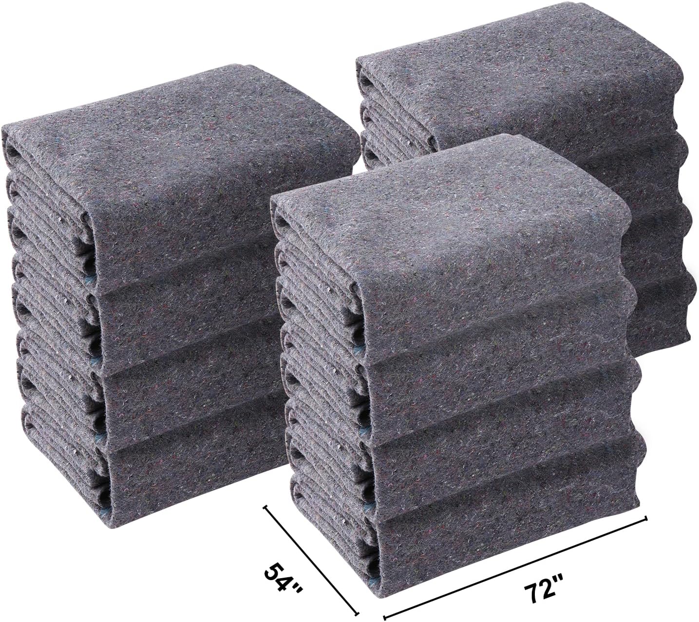 Happybuy 72" x 54" Moving Blankets, 21 lbs/dz, 12 Packs, Recycled Cotton, Heavy Duty Shipping Pads, Furniture & Appliance Protection
