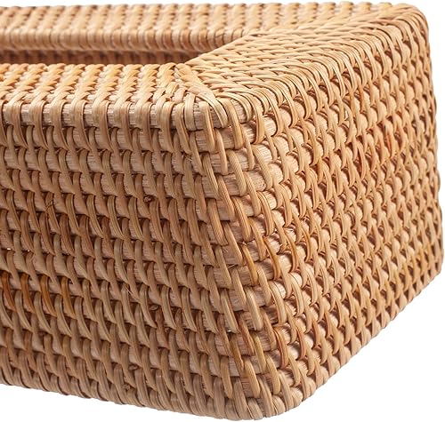 Miniatura 5 de Cubierta de la caja de pañuelos de ratán tejido natural servilleta facial rectangular 10 x 6.1 x 4.1 pulgadas (natural)