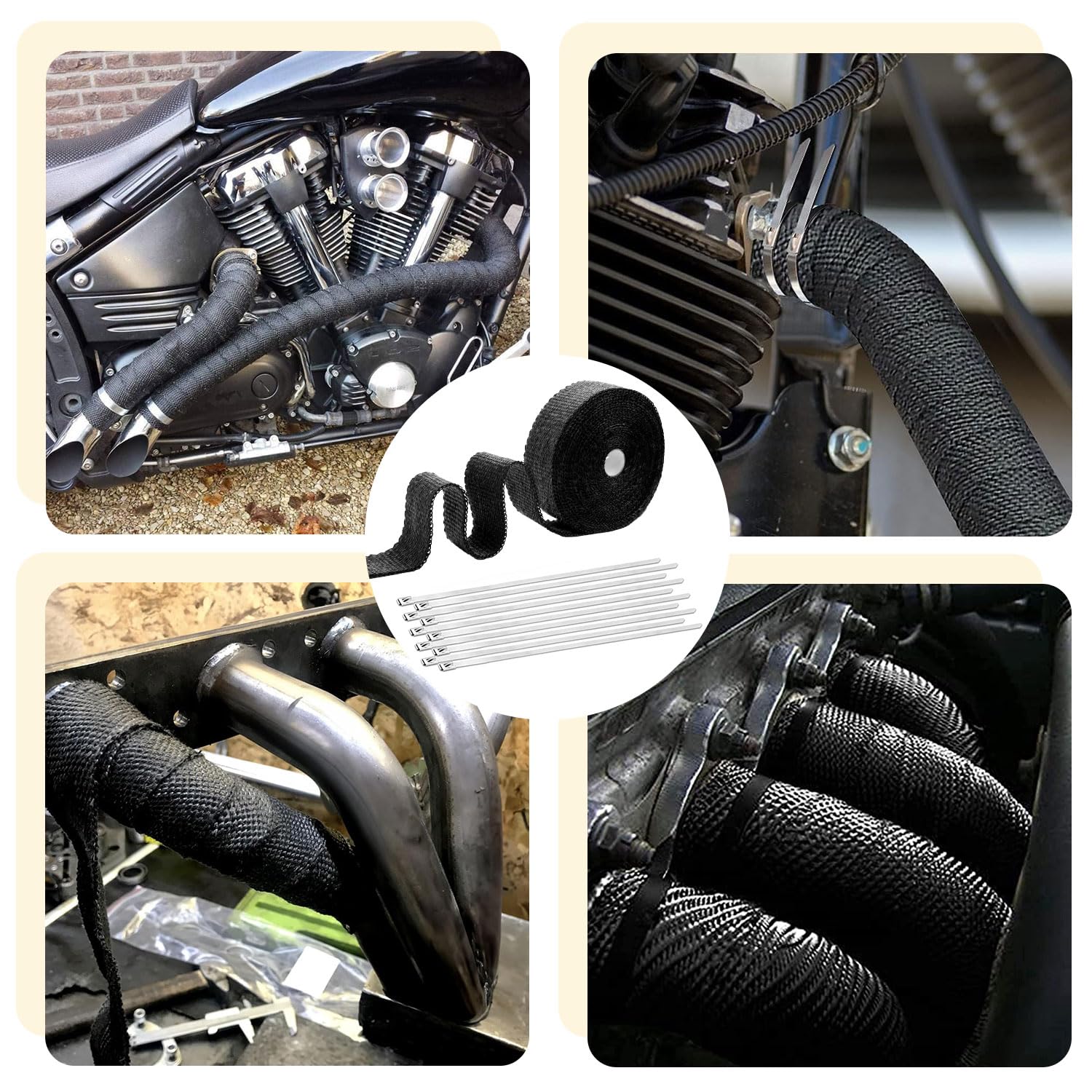 Nastro Termico SSyang Per Marmitte - 5m, Titanio, Resistente Fino A 2000&deg;F, Per Auto E Moto