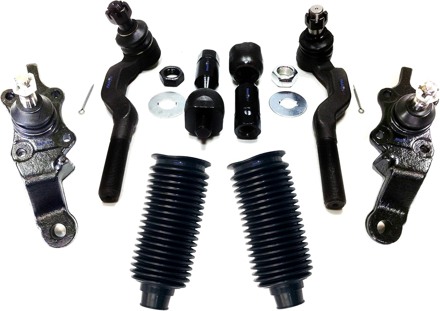 PartsW - 8 Pc Front Suspension Kit For Toyota Tacoma 1995-1997 4WD, 1998-2000 4WD, 2001-2004 4WD /Inner & Outer Tie Rod Ends+Lower Ball Joints+Rack & Pinion Bellows