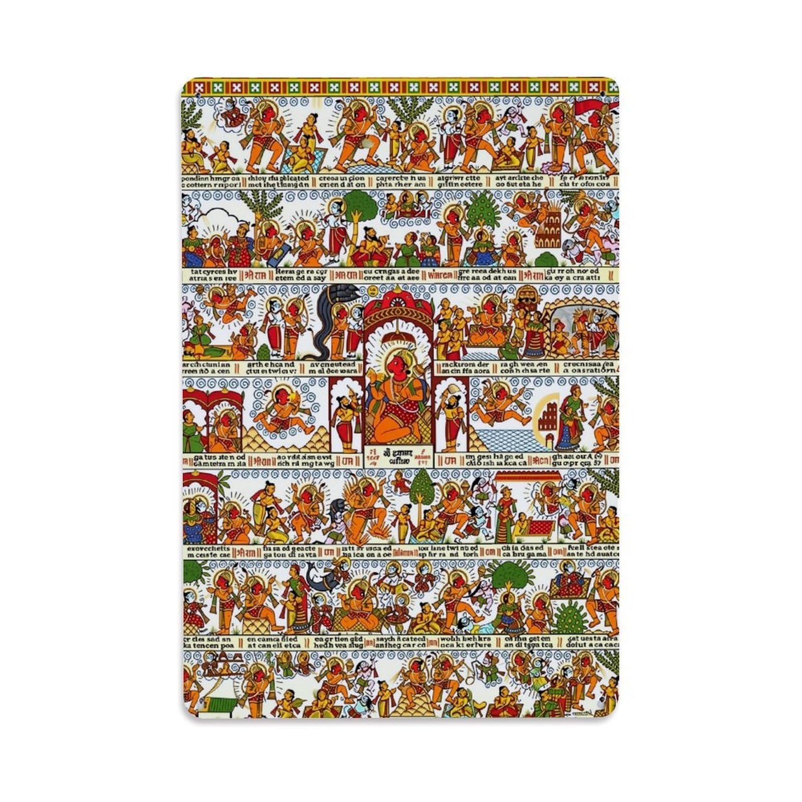 Jdfenggu Vintage Ancient Egyptian Mythology Scene Pattern Retro Metal Tin Sign, Metal Poster For Bar, Home, Man Cave, Kitchen, Laundry Room Art Decor 8X12 Inch