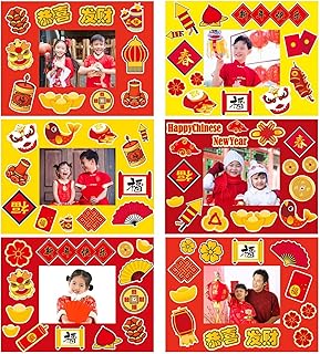 30 Packs Chinese New Year Craft Kits for Kids Lunar New Year DIY Picture Frame Craft Decorations 2026 Year of The Horse Chinese Art Favor Home Classroom Game Activities