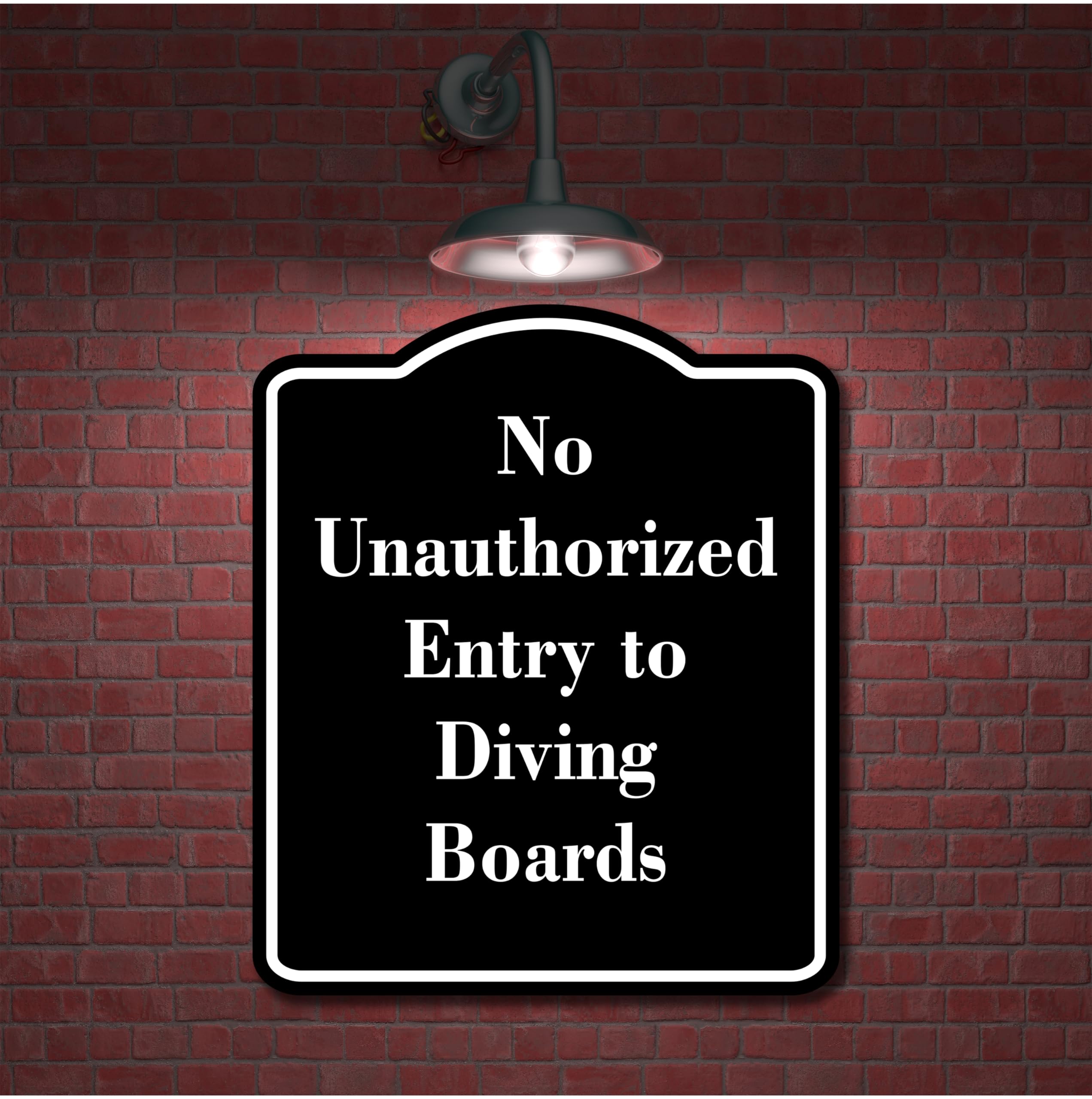 No Unauthorized Entry to Diving Boards BLACK Aluminum Composite Sign 20''x24''