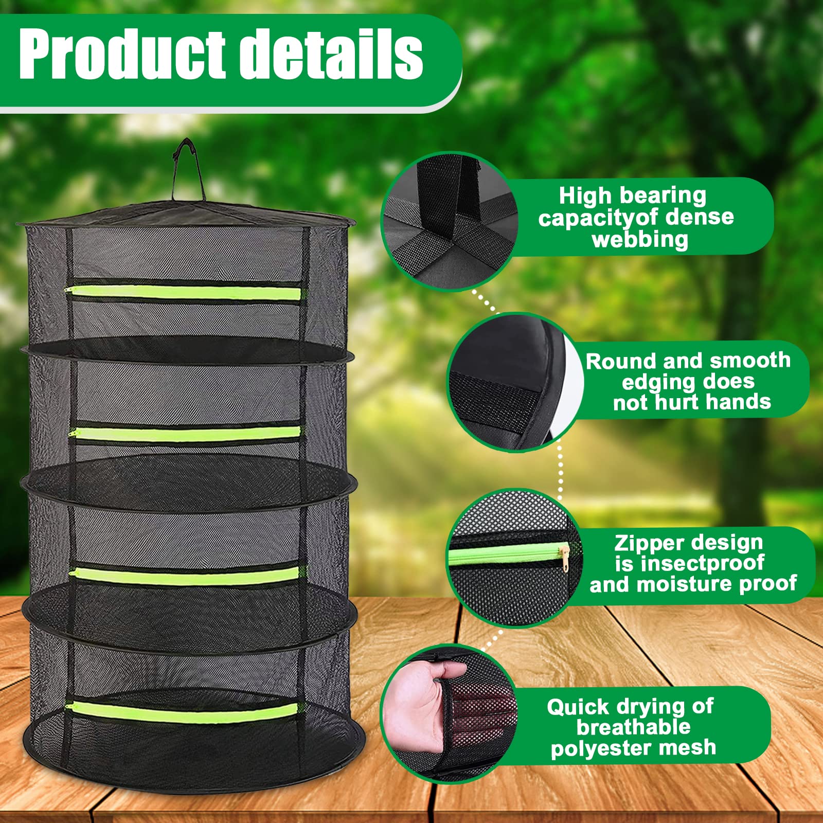 Rete Per Essiccare Erbe Con Cerniera - 4 Strati Pieghevole, Per Erbe, Fiori, Pesce - Foto 11