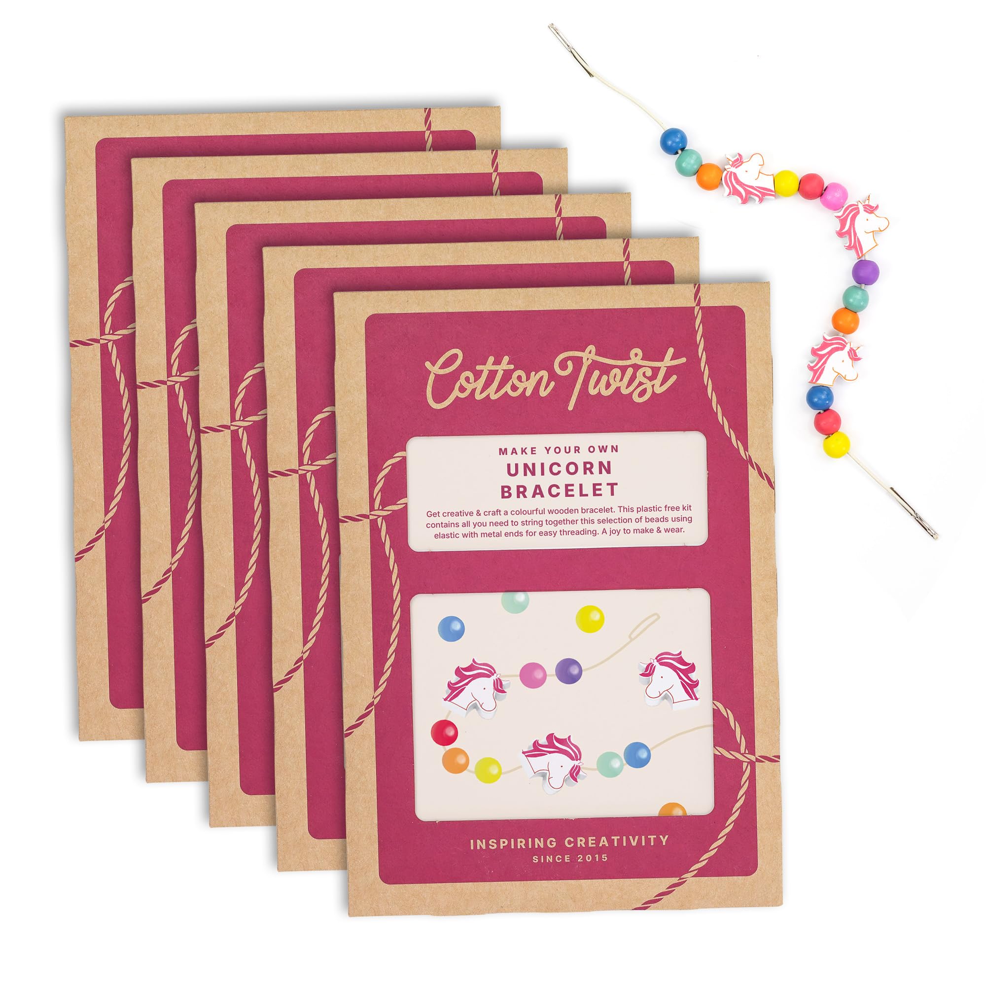 Cotton Twist Unisex Kids Unicorn Kids Bracelet Making Craft Kit - Children Creative Beading Jewellery Designing Diy Play Set - Pack Of 5