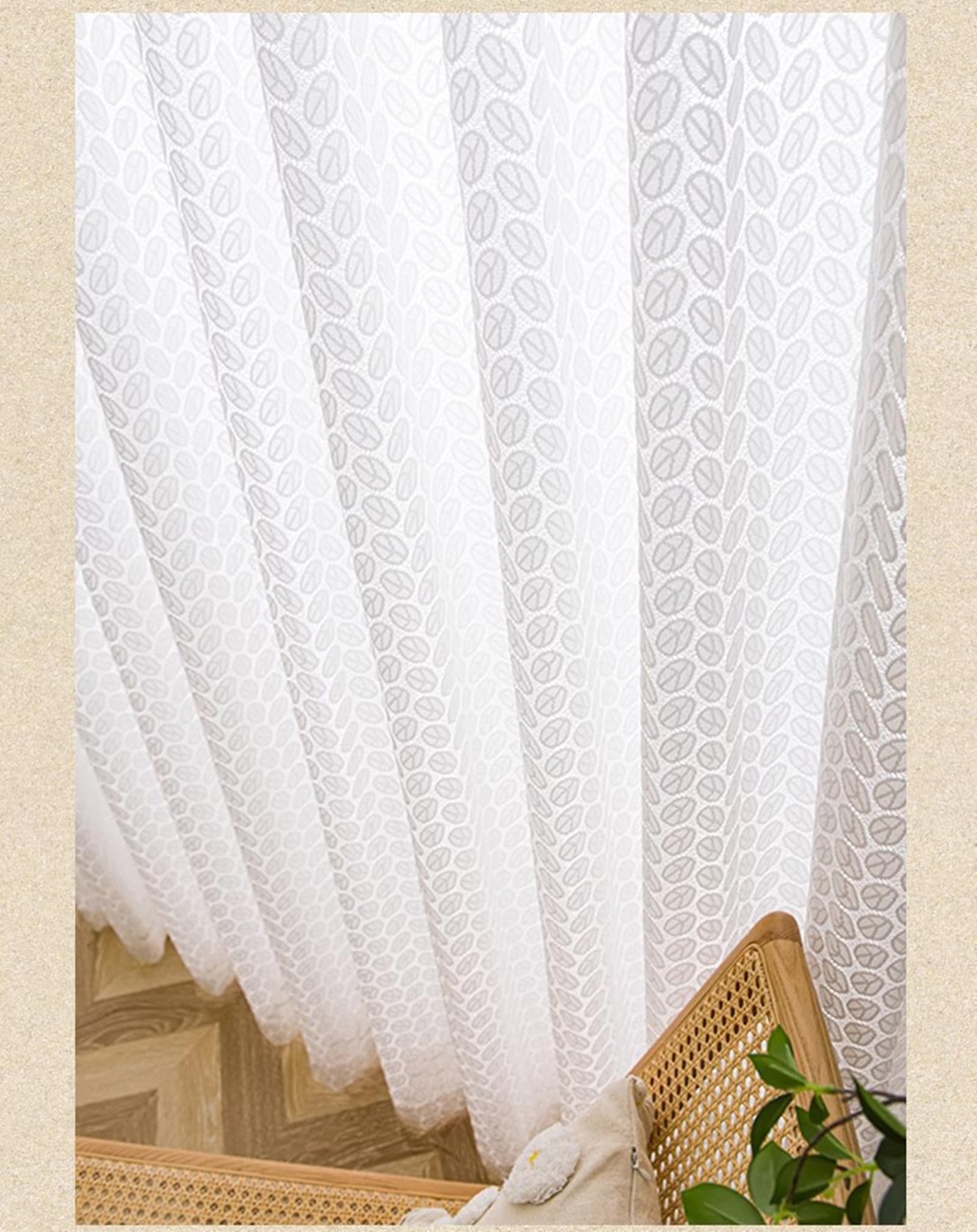 Beydodo Rideaux Voilage Salon Lot de 2, Rideau Transparent Chambre 102 x 183 Oeillet, Dentelle Blanche Brodée De Feuilles