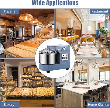 Garvee Commercial Dough Mixer 10.5 QT, 650W Dual Rotating Dough Kneading Machine with Food-Grade Stainless Steel Bowl, Security Shield & Timer, Electric Spiral Mixer for Restaurant Bakery Pizzeria