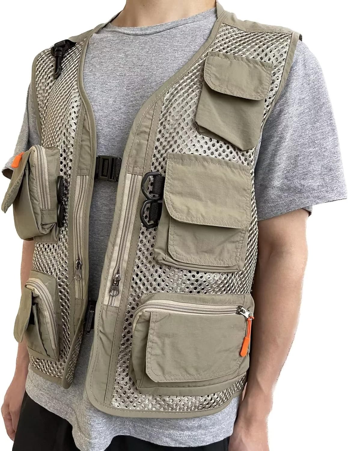 Men Mesh Breathable Multi-Pocket Vest Outdoor Travelers Fly Fishing Photography - Image 2