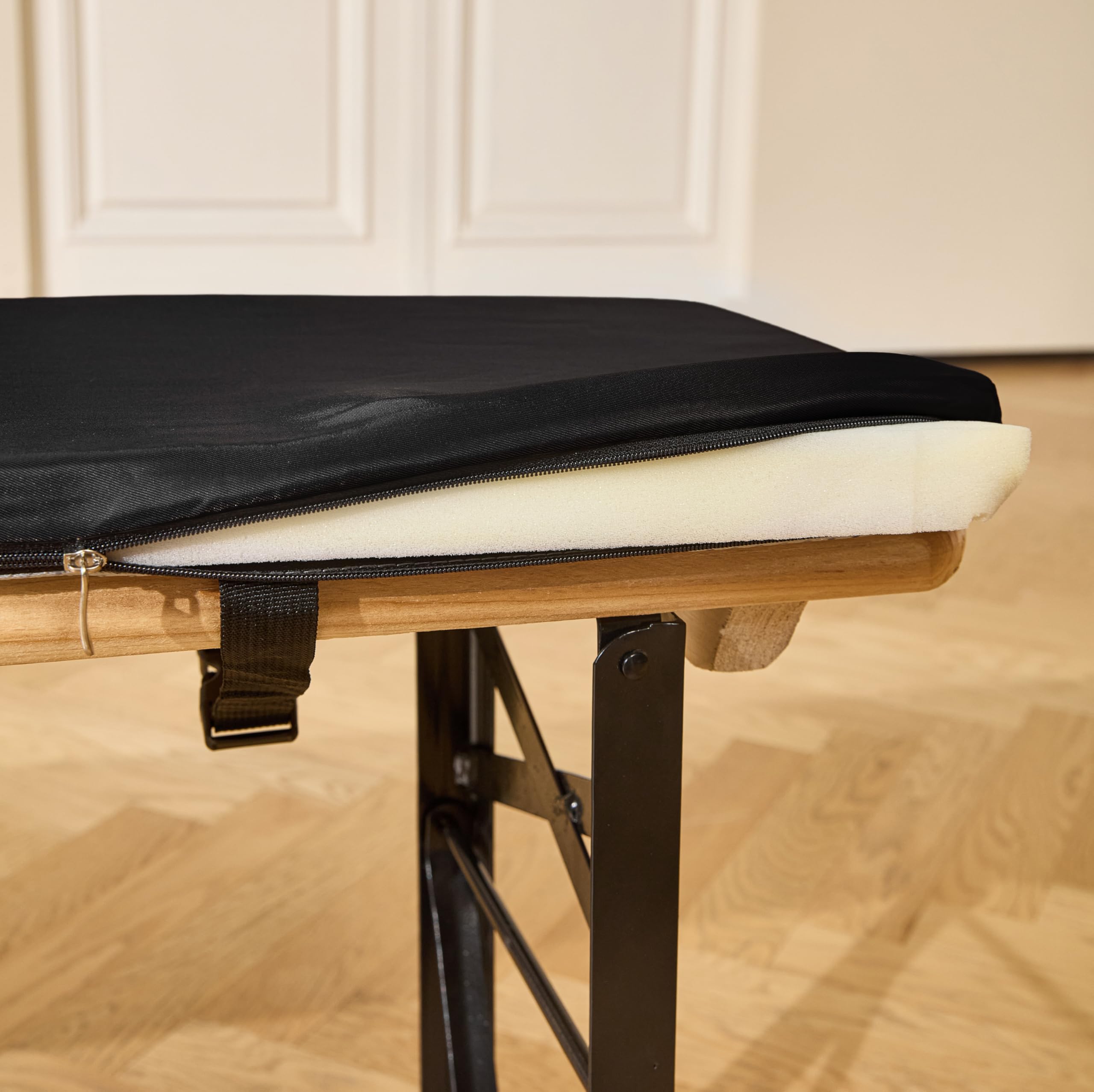 EBETA Coussins pour bancs de Jardin, Coussins pour balançoire antidérapants, Tapis de Tabouret de Jardin en Coton et imperméables, avec Boucle 220 x 25 x 3 cm (Noir, 2 pièce)