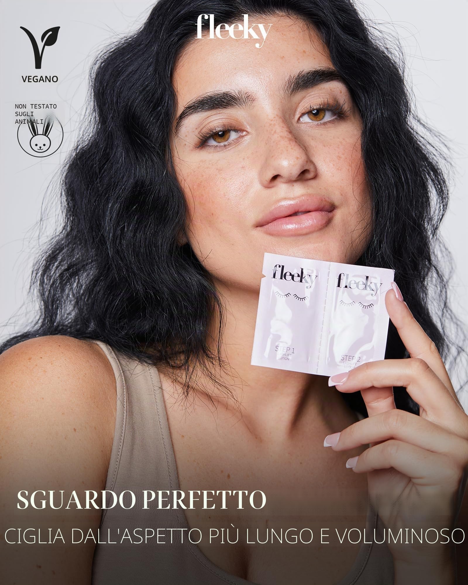 fleeky Set lifting per ciglia vegano e senza esperimenti sugli animali – Kit per sollevamento ciglia per slancio espressivo senza piegaciglia (mini)