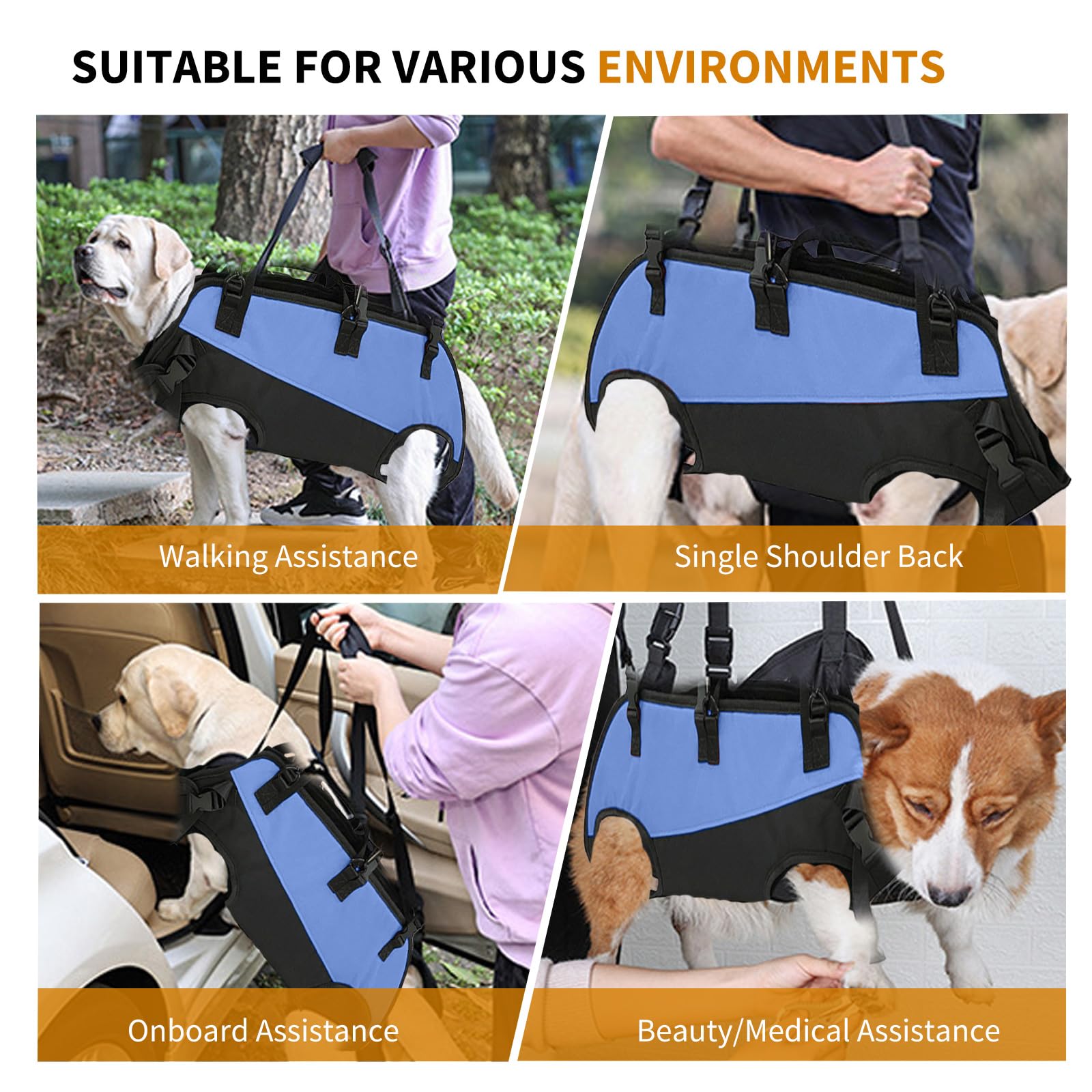 PETCUTE Zaino per Cani Regolabile Imbracatura con Maniglia per Cani 7.5-15 kg
