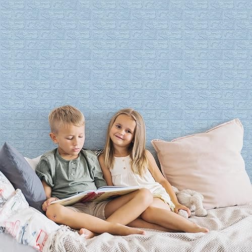 Miniatura 8 de Art3d 64 pies cuadrados (paquete de 11) ladrillo para panel de pared, color azul