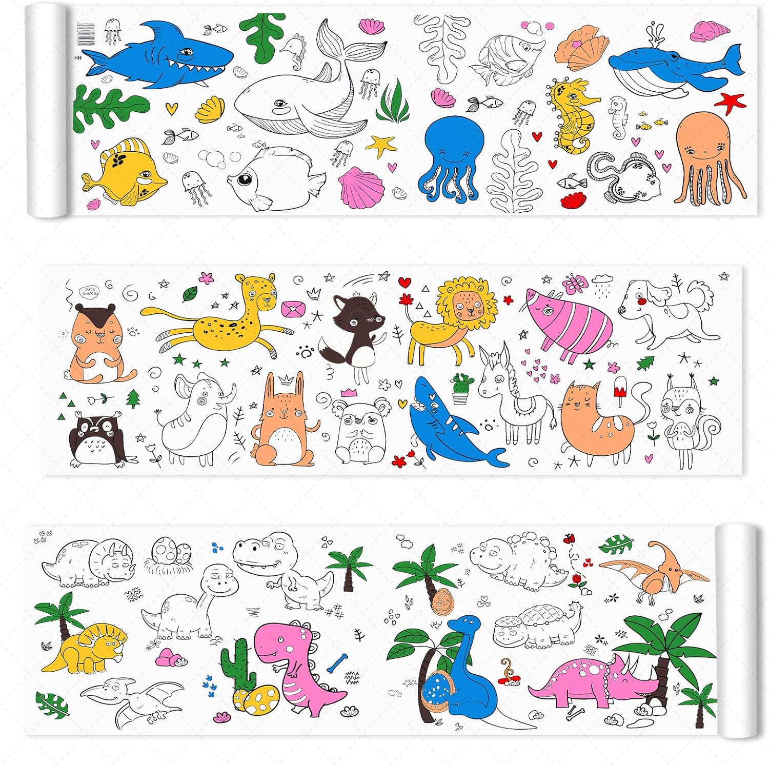 Nicime Giant 118x11.8 Inch Animal Coloring Roll - Thick DIY Painting Paper for Kids Classroom Home Creativity & Decor