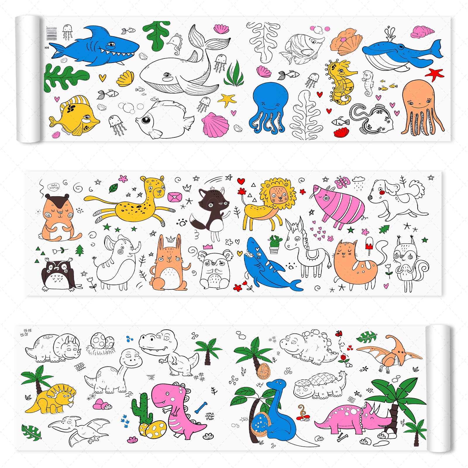 Nicime 118 * 11.8inch Animal Coloring Roll, DIY Drawing Roll, Painting Paper for Classroom Home Wall Supplies Favor (Not Toy)