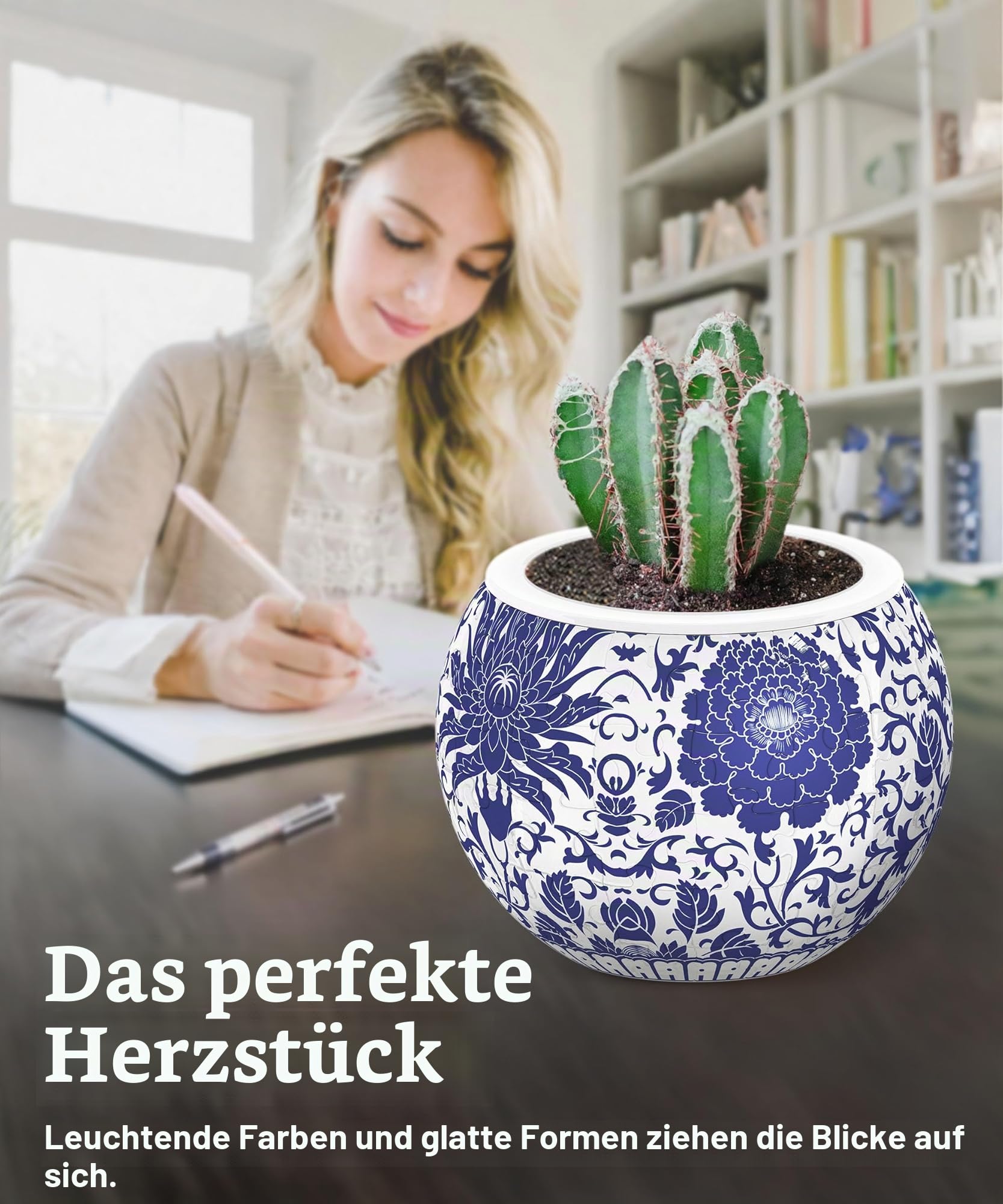 PieceRelax 3D Puzzle Blumentopf – Oriental Floral Ornament | 80 Kunststoffteile | DIY-Pflanztopf zum Selbstbauen | Entspannendes Geschenk für Pflanzenliebhaber [K1101]