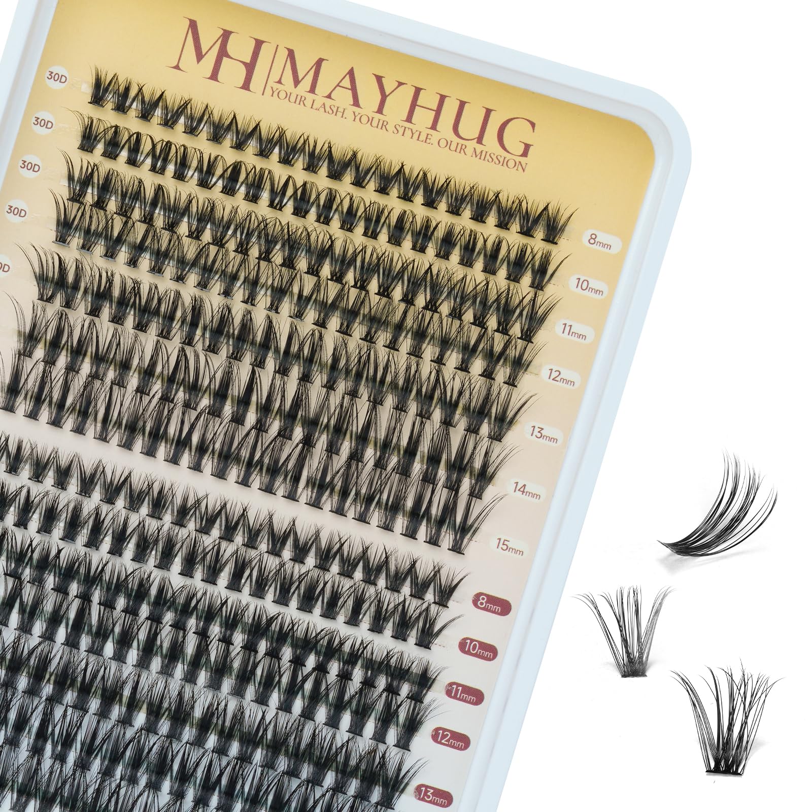 MayhugIndividual Lashes 280Pcs DIY Eyelash Extensions Wispy Cluster Lashes D Curl 8-15Mix Eyelashes Extension at Home (30D+40D,0.05D)