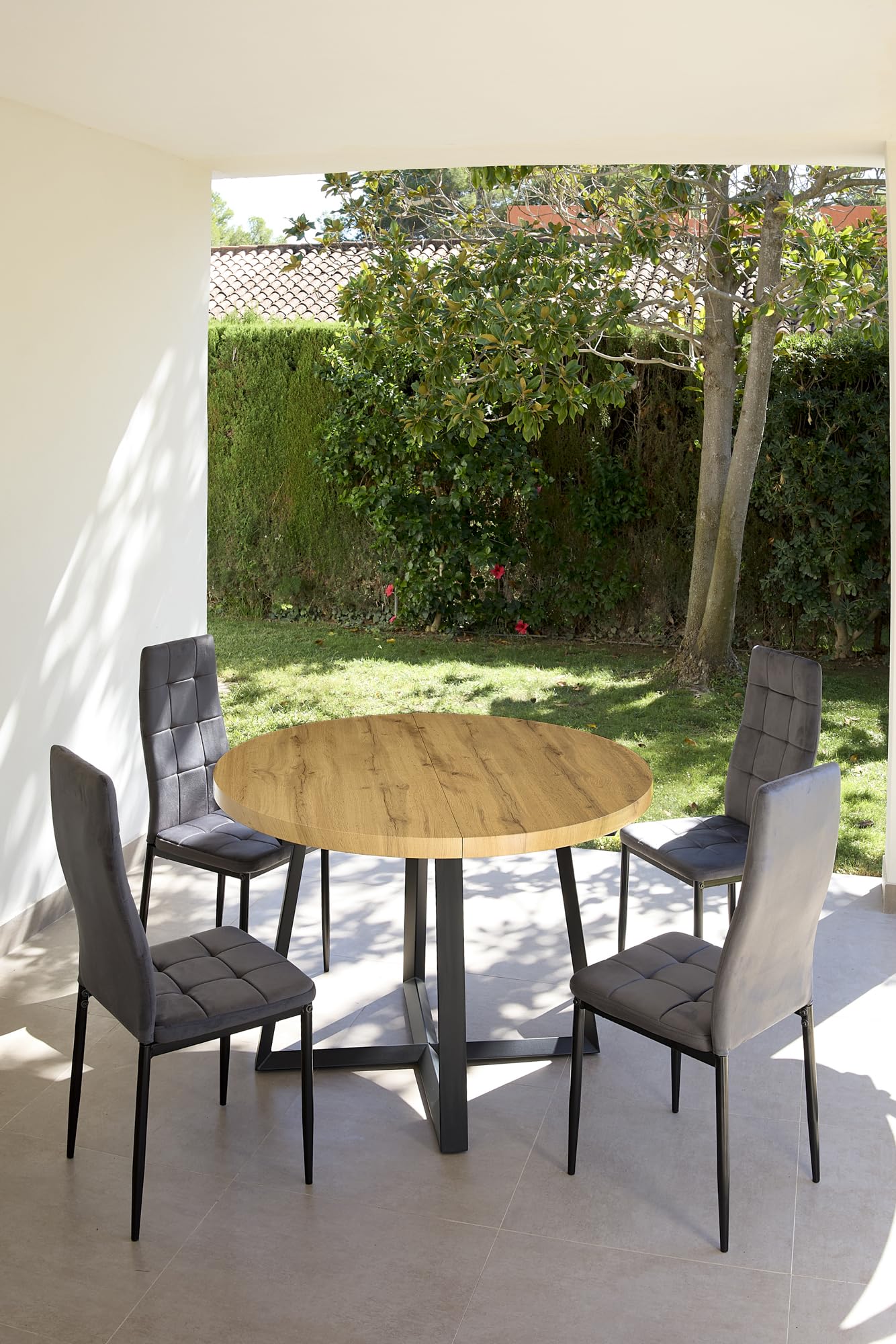 DUPI Pack 4 Sillas Comedor Denia, Silla Tela, Silla Patas de Metal (4 Unidades Gris)