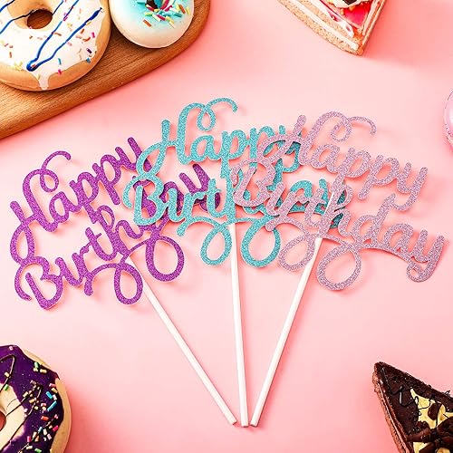 Miniatura 3 de 75 piezas de decoraciones de mariposa con purpurina 3D para tartas de cumpleaños, incluye decoración de pastel de cumpleaños, decoración de mariposa