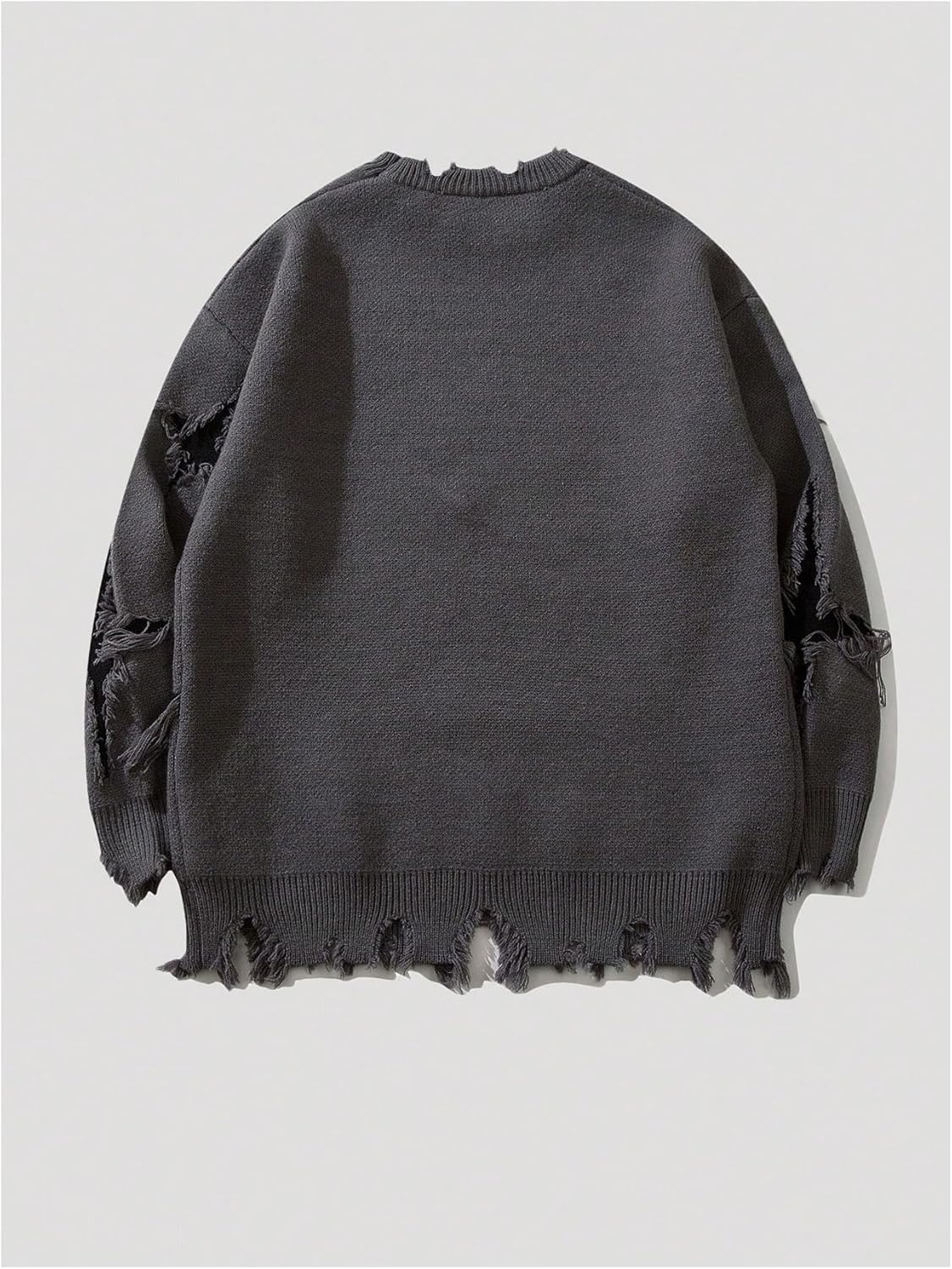 Men's Skull Graphic Gothic Sweater Y2K Grunge Ripped Sweater Unisex Oversized Pullovers Long Sleeve Knit Streetwear - Image 2