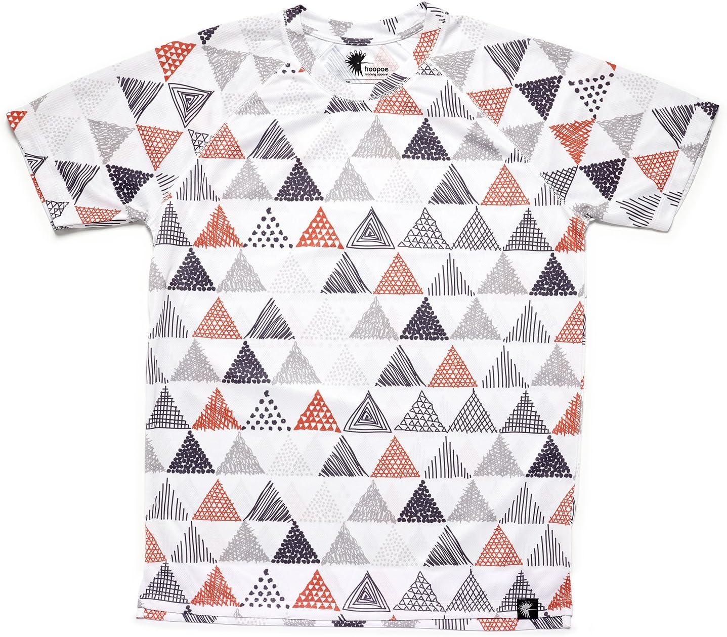 HOOPOE Men's Running T-Shirt, Triangles, Short Sleeves, DryClim, Gym, Running, Sport, Original, Fun