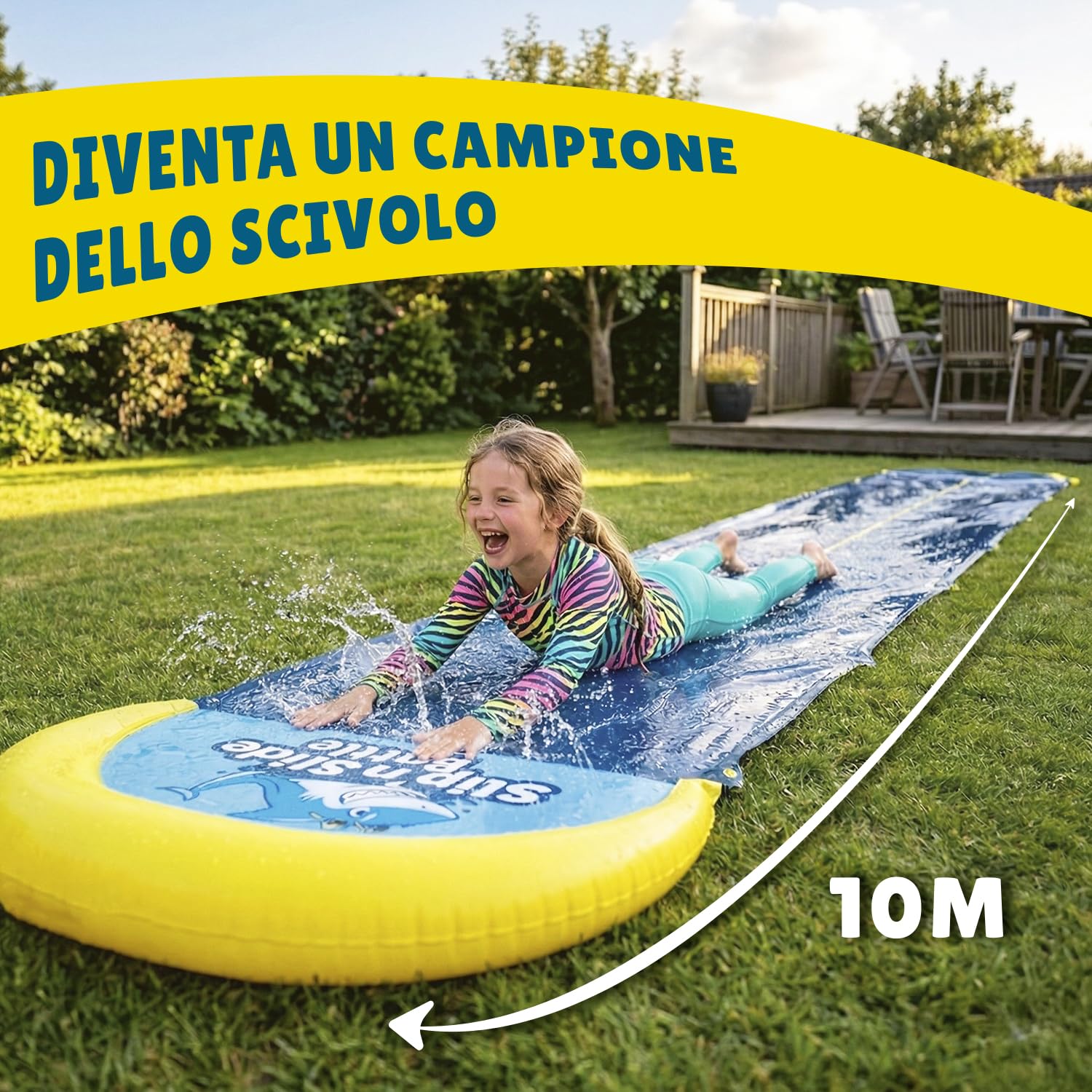 Official VentriBattle | Scivolo a Doppio Binario | Tubo dell'Acqua collegabile | 10 Metri | qualità Premium | Scivolo Slip'n Slide | Gioco d'Acqua all'aperto | + Spesso | + Rigido | + Veloce