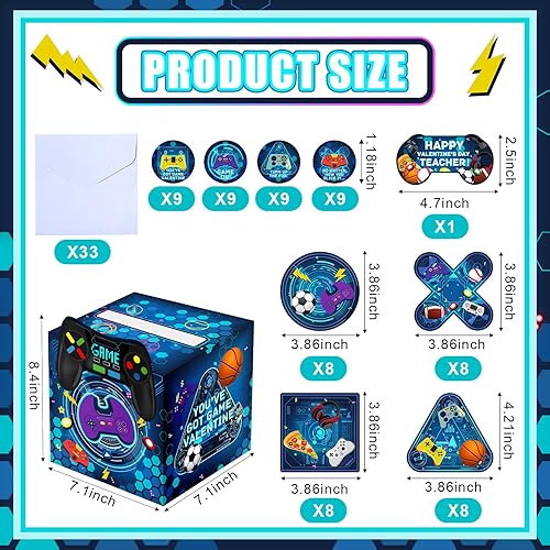 Miniatura 2 de Tarjetas de San Valentín para niños y buzón para intercambio de aula 1 buzón 32 tarjetas de San Valentín para estudiantes 1 tarjeta de profesor 33