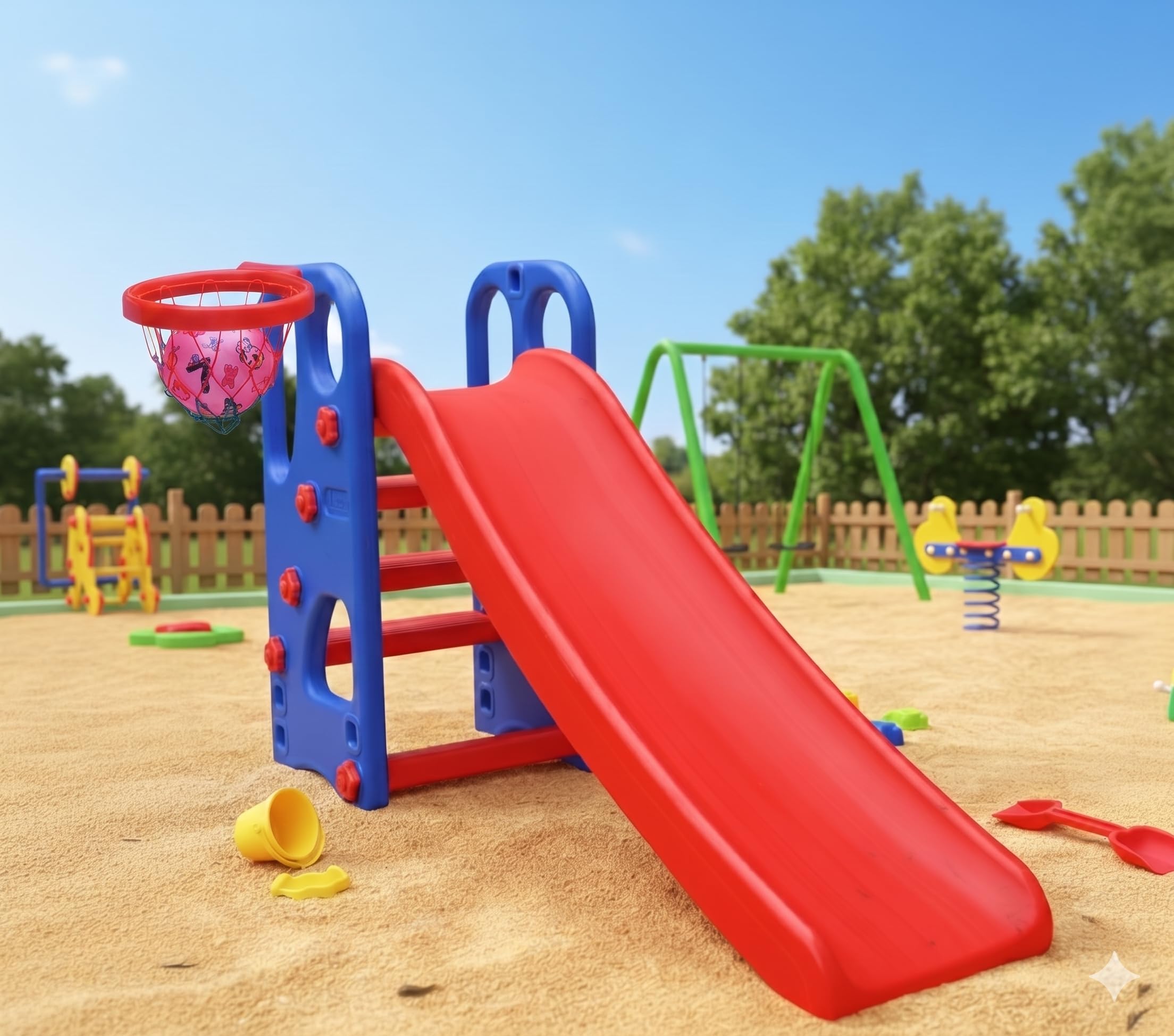 HerHome Slide for Kids - Super Senior Slider with Basketball Ring Toy - for Boys and Girls Perfect Slides/Toys for Home, Indoor or Outdoor-image-36