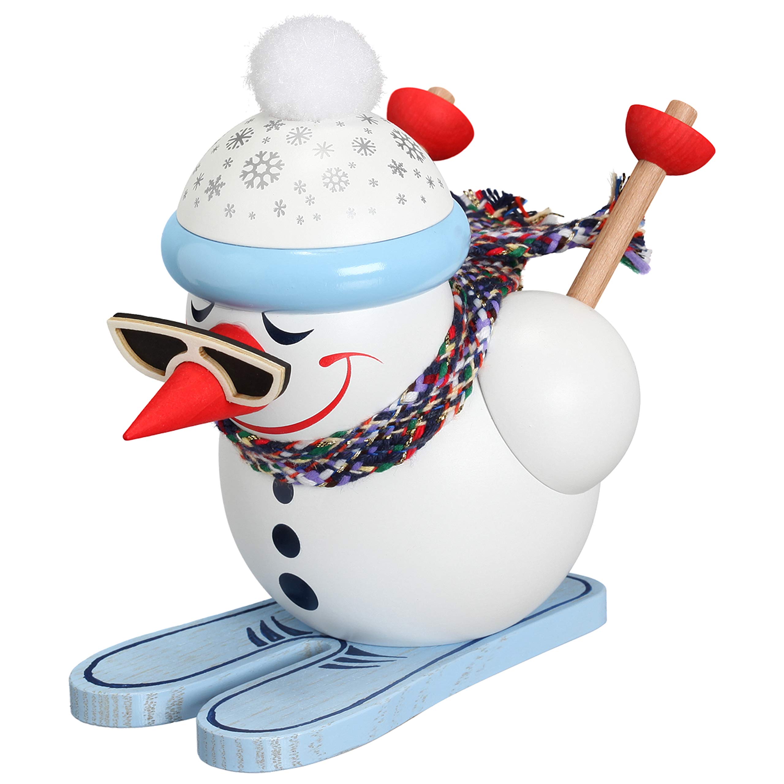 Smoker Cool-Man Downhill Skier - 12 cm / 5 pollici - Autentica tedesco Erzgebirge I fumatori - Seiffener Volkskunst