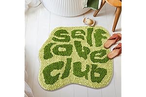 Fluffy Green Fun Carpet Bathroom Mat, Soft Microfiber Fun Rugs