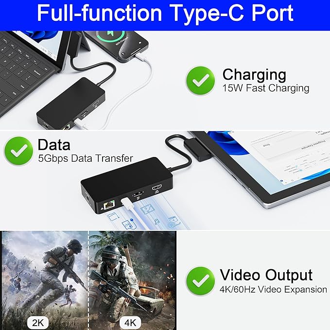 Surface Docking Station 12 en 1, Triple Pantalla 4K@60Hz miniatura 6