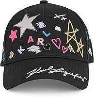 Karl Lagerfeld Women's Hearts & Stars Baseball Cap - 100% Cotton Adjustable Luxury Fashion Hat
