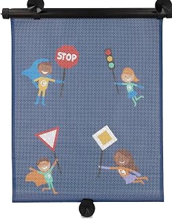 cartrend Parasol Enrollable Hero​ Protege contra el Calor y los Rayos UV, con Ventosa, diseño Multicolor para niños, Juego de 2 Unidades, Color Azul