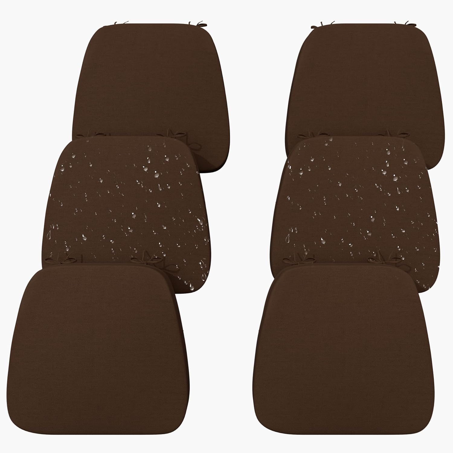 17'' x 16'' x 2.5"Thick Chair Cushions for Dining Chairs, 6 Pack WaterProof Easy Clean Kitchen Chair Pads with Ties and Non-Slip Backing - 30D High Elastic Foam Soft Kitchen Chair Cushions