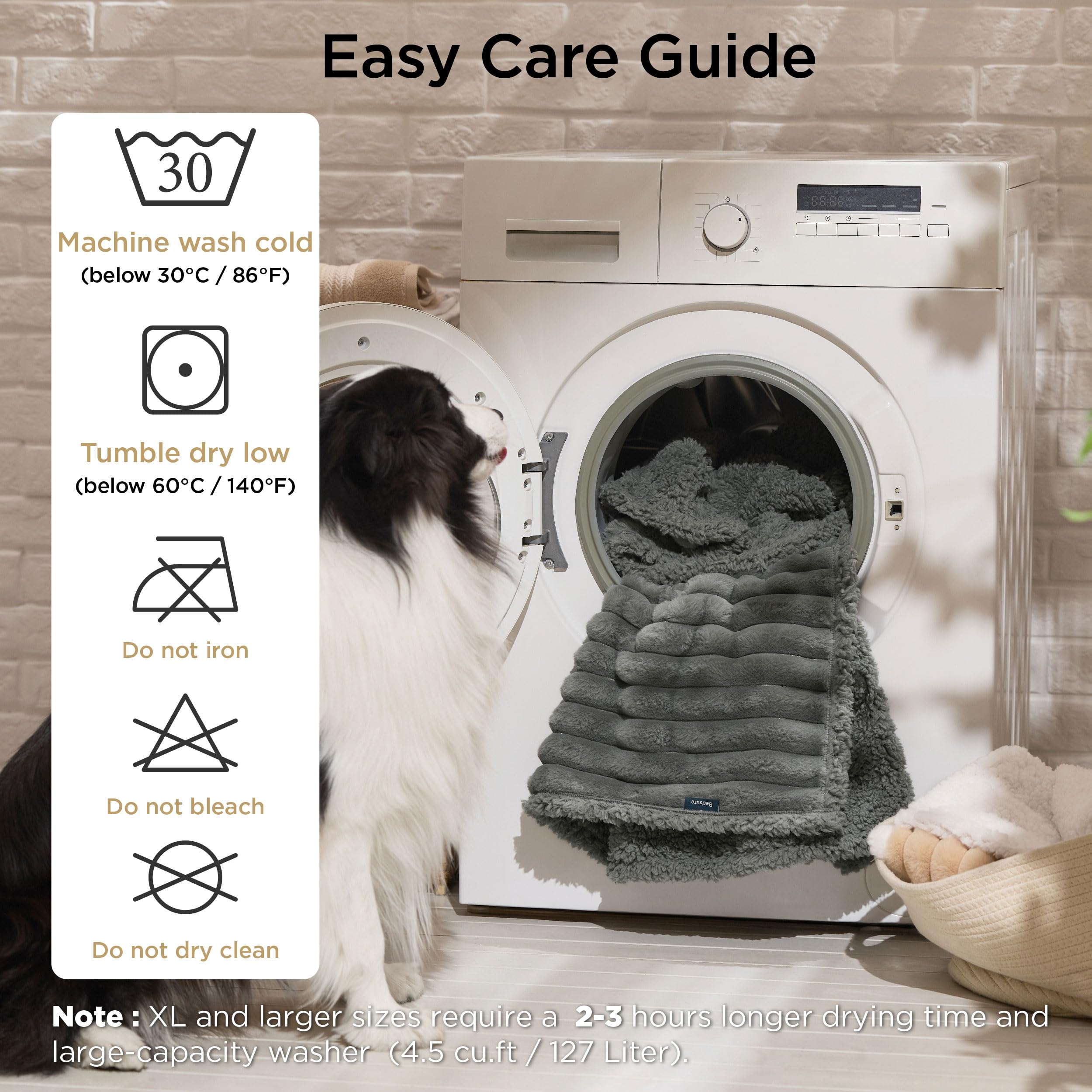 Bedsure Manta para Perros Grandes, Manta Sofá Impermeable y Suave para Perro Gato Pequeño Mediano Antipelos Mascotas, Cama, Lavable a Máquina (152x203cm, Gris)