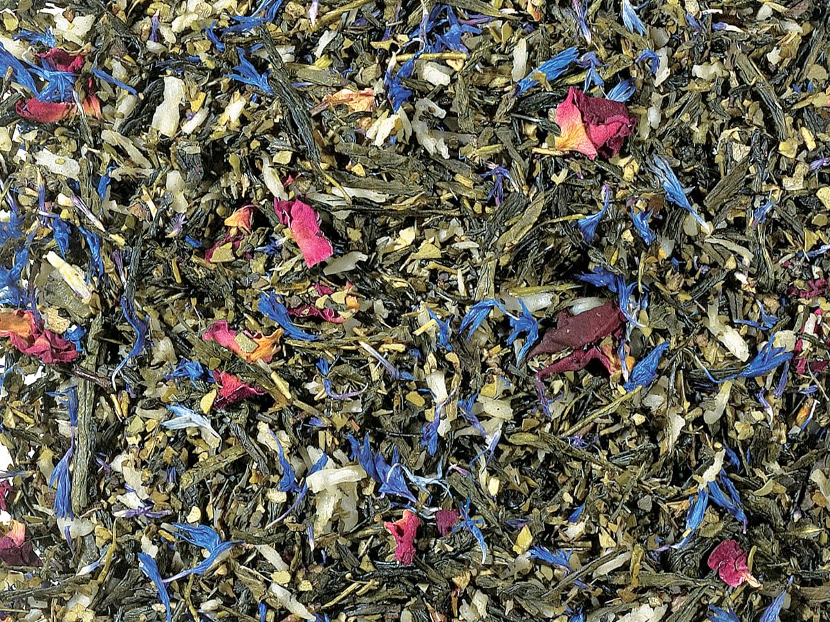 1kg - grüner Tee & Mate - MÄRCHENWALD - aromatisierte Grüntee & Mate-Mischung - Süßmandel-Note