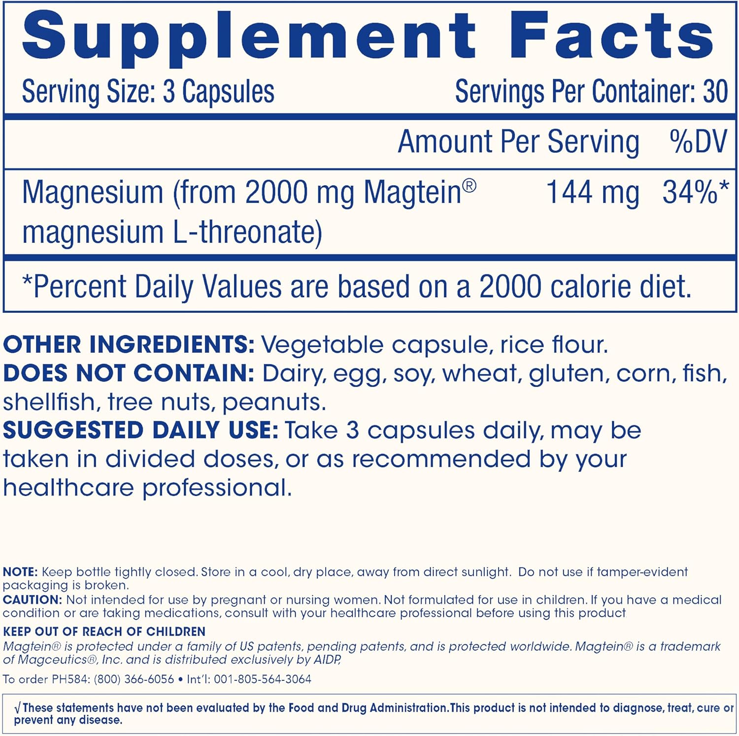 Magnesium L-Threonate Supplement (Magtein), 90 Capsules | Clinically Supported for Brain Health | Optimize Learning, Memory & Focus | 3rd Party Tested (3 Pack) - Image 6