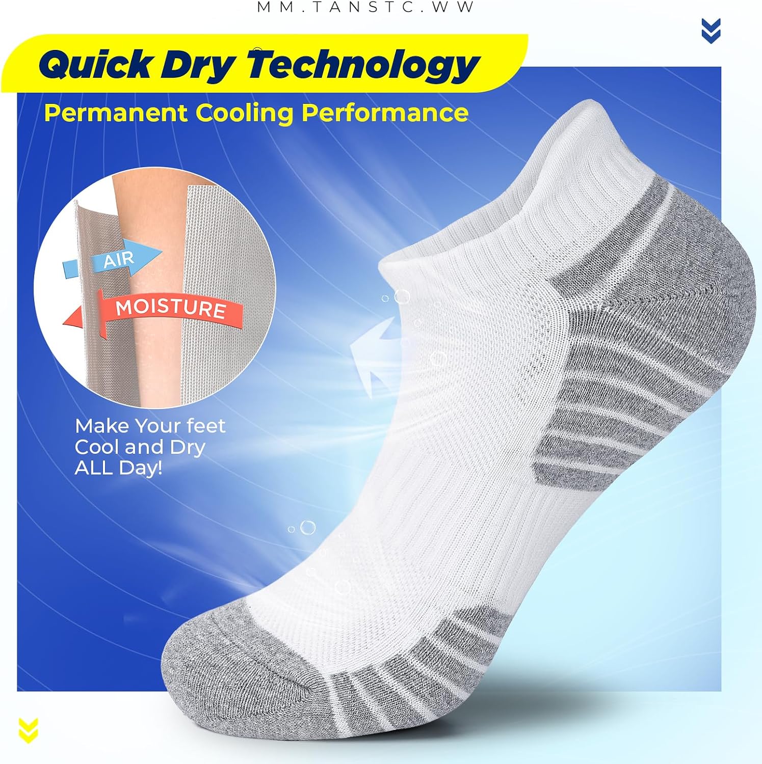 TANSTC Athletic Running Ankle Socks,6Pairs Cushioned Low Cut Anti-Blister Tab Sports Sock Men Women