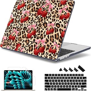 May Chen for M4 MacBook Air 13.6 Inch Case 2025-2022 Release Models: A3240 A3113 M3 A2681 M2, Plastic Hard Shell Case for MacBook Air 13.6" with Retina Display Fits Touch ID, Cherry and Cheetah