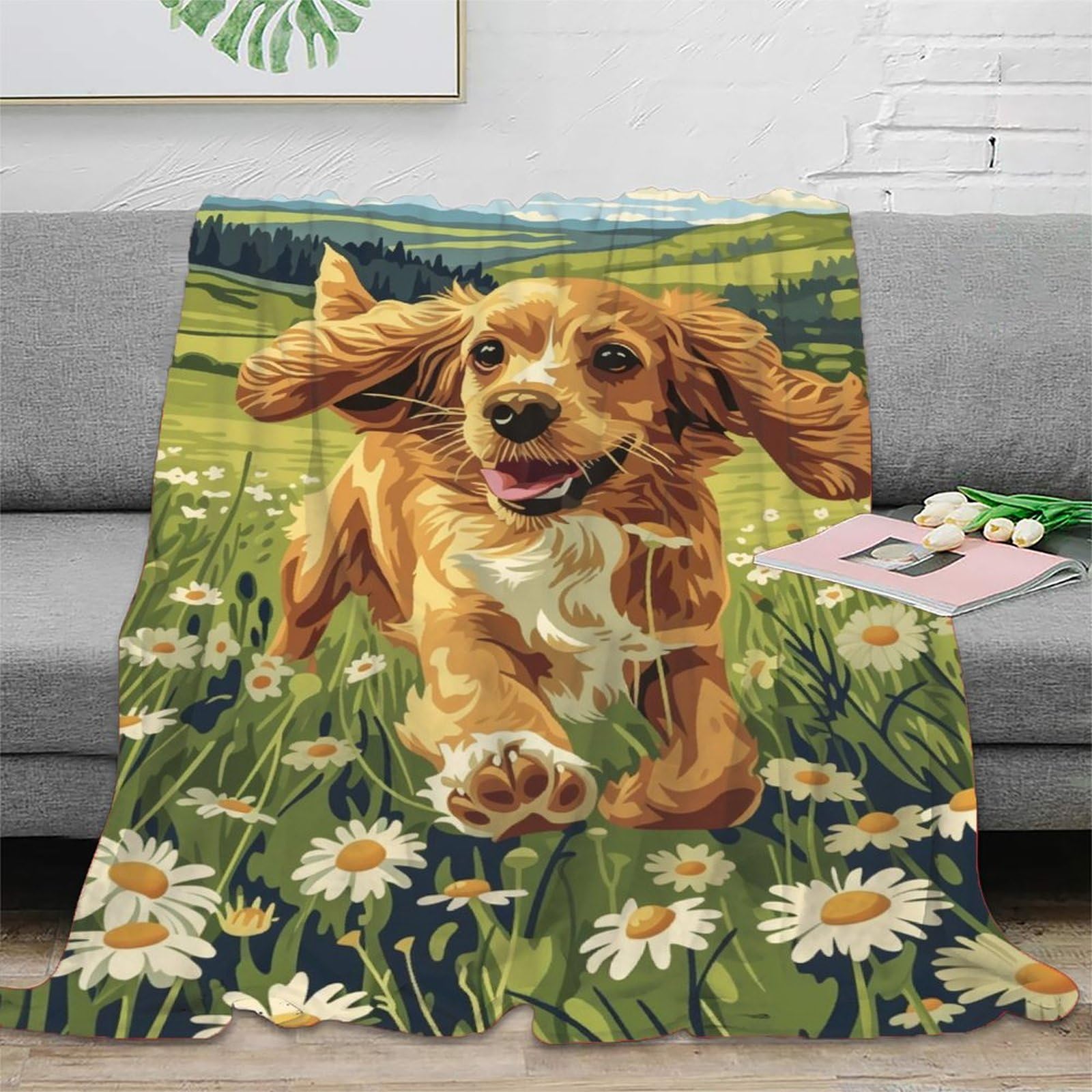DHBANEIOK Cocker Spaniel Theme Blanket Stylishbed Blanket 3D Printed Bedding Decorative Soft Warm Microfiber for Home Couch Bed Sofa Livingroom Office 50x60inch(127x152cm)