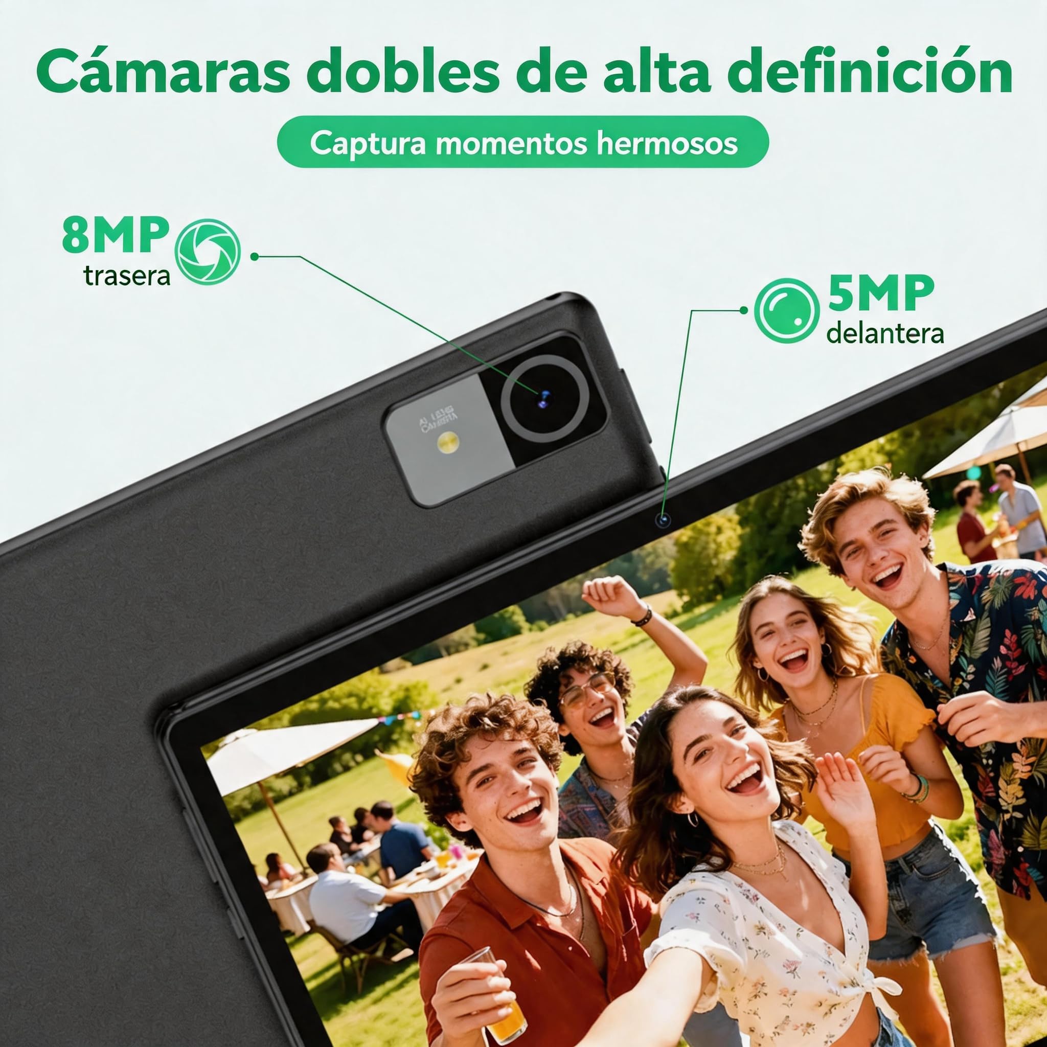 Tableta Android 15 10 Pulgadas 18GB RAM 128GB Almacenamiento IPS 1280x800 Octa-Core 6000mAh