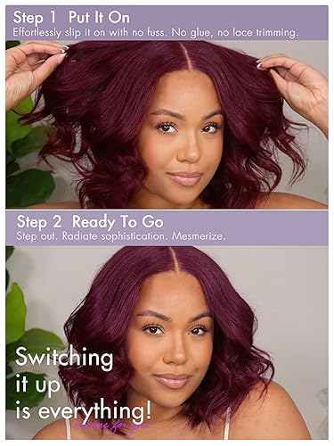 Miniatura 5 de LUVME HAIR Peluca de cabello humano negro natural de 10 pulgadas, precortada, sin pegamento, cierre de encaje HD, peluca de cabello maduro grande y