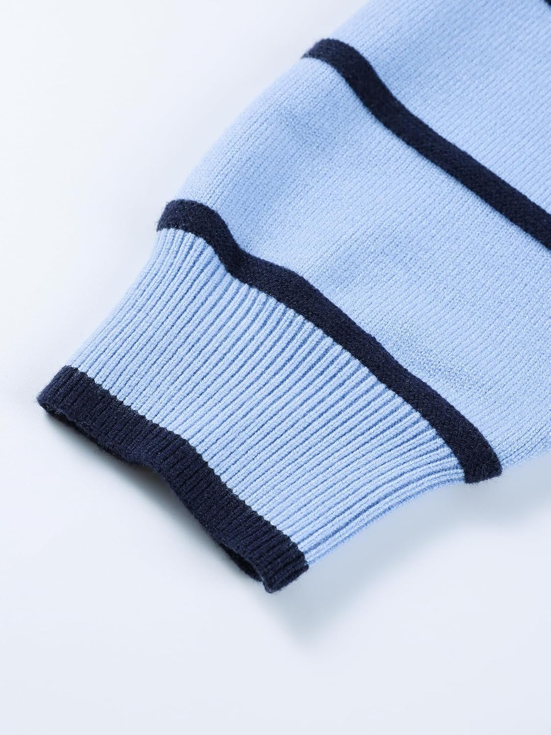 Girls Striped Cardigan Sweater Light Blue with Navy Stripes Button-Down V-Neck Knit Cardigan for Girls 6-16Y