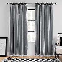 Vista 55 de XiDi Cortinas opacas para dormitorio de niñas, diseño de princesa unicornio arcoíris, 72 pulgadas de largo, rosa/azul