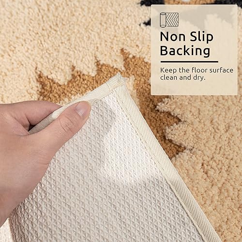 Miniatura 5 de DEXDE Alfombra de baño bohemia, antideslizante, geométrica occidental, de lujo, suave, absorbente, para baño, ducha, cocina, entrada, casa de campo,