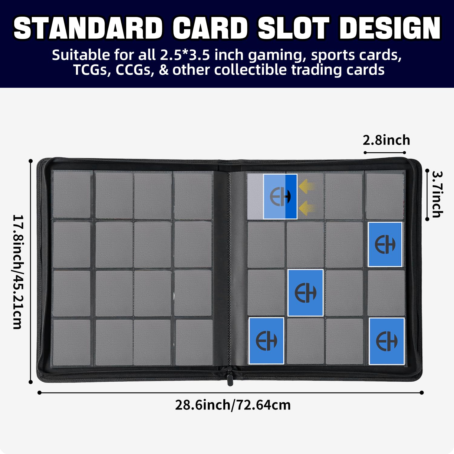 LOMONEH Premium 1000+ Pockets Trading Card Binder, Card Collection Binder 16 Pocket, Side Loading Card Binder with Zipper, MTG Binder Ringless, Trading Card Album Folder for MTG, TCG & Sports Cards