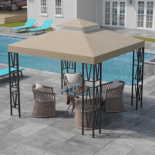 ​10x10 FT Gazebo Canopy Replacement Top - Durable Double Tier
