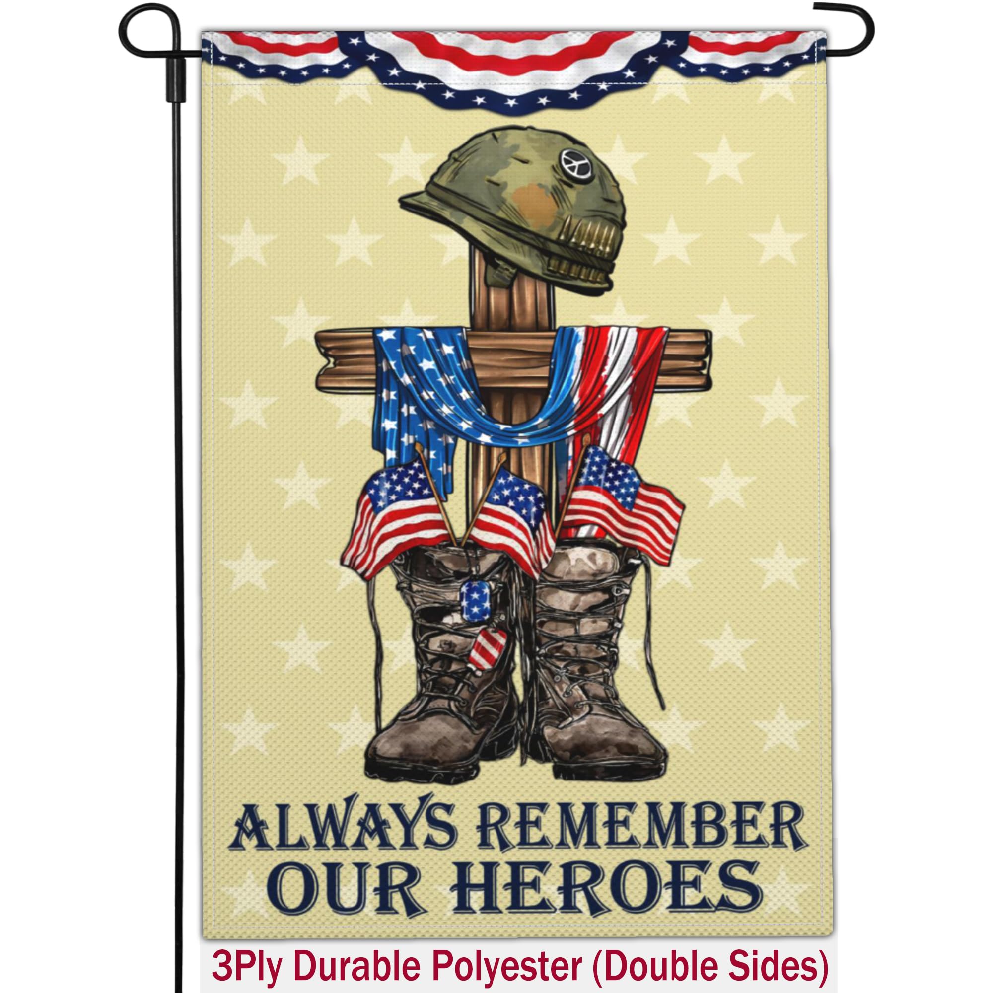 Kmxzint Memorial Day Patriotic Garden Flag 12x18 Inch Double Sided 4th of July Flags for Outside Independence Veterans Day Flag Outdoor House Yard